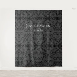 Grijze en zwarte Zwirl Gothic Wedding Wandkleed