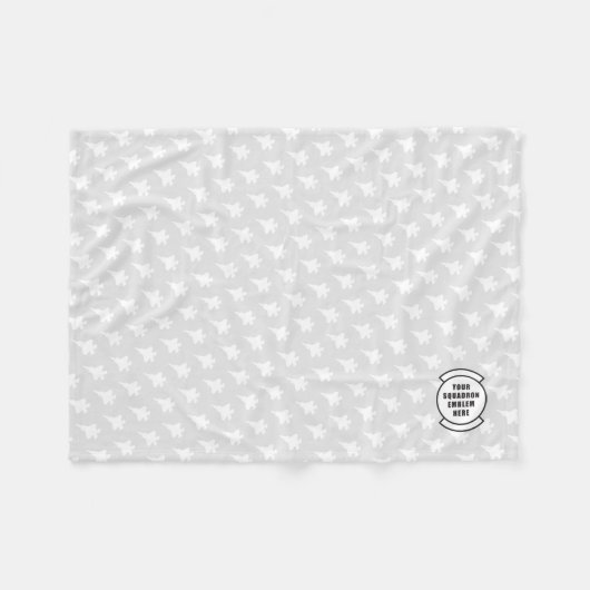 Grijze F-35 Jet Patterned Custom Squadron Patch Fleece Deken (Voorkant (Horizontaal))