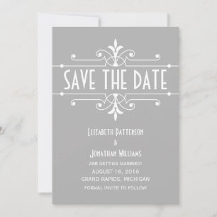 Grijze Fancy Sierlijke Save the Date Uitnodiging