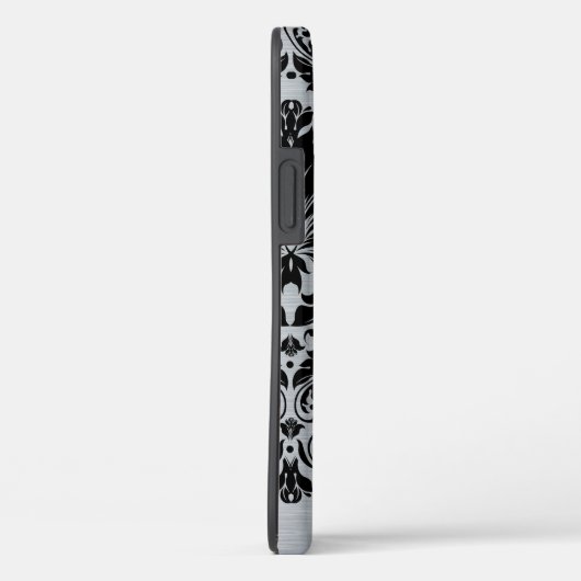 Grijze faux aluminium zwarte kant Case-Mate iPhone case (Achterkant / Rechts)