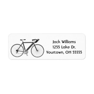 grijze fiets op wit etiket