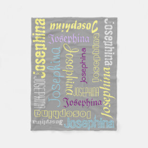 Grijze flenzen Naam collage lavender Geel Fleece Deken