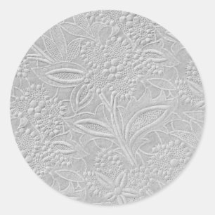 Grijze Floral reliëf look Ronde Sticker