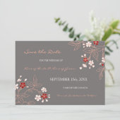 grijze Floral Wedding Save the Date (Staand voorkant)