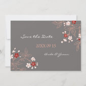  grijze Floral Wedding Save the Date (Achterkant)