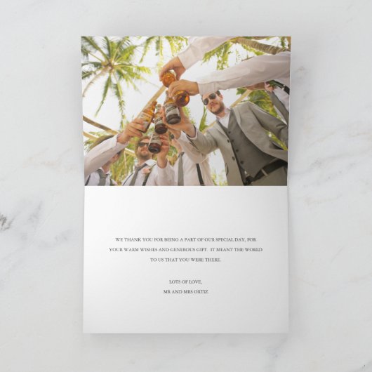 Grijze foto Hand geletterde bruiloft Dank u Bedankkaart (Binnen)