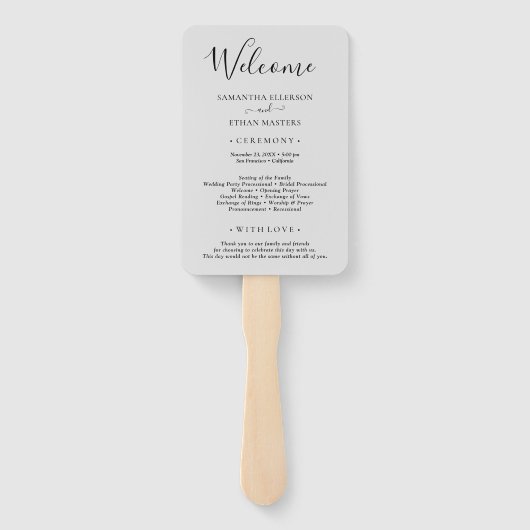 Grijze foto Klassieke aangepaste bruiloft programm Handwaaier (Achterkant)