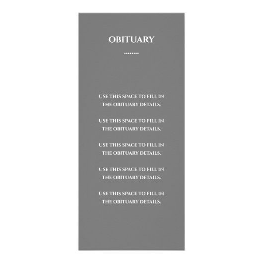 Grijze foto Viering van Life Memorial Program Reclamekaart (Achterkant)