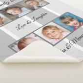 Grijze fotocollage familie gestript sherpa deken (3/4)