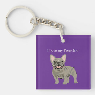 Grijze Franse Bulldog, Ik hou van mijn frenchie Sleutelhanger