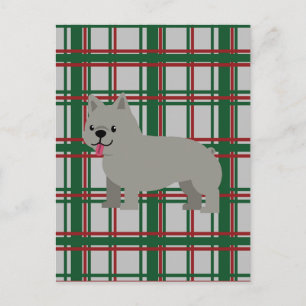Grijze Franse Bulldog, Kerst Plaid Briefkaart