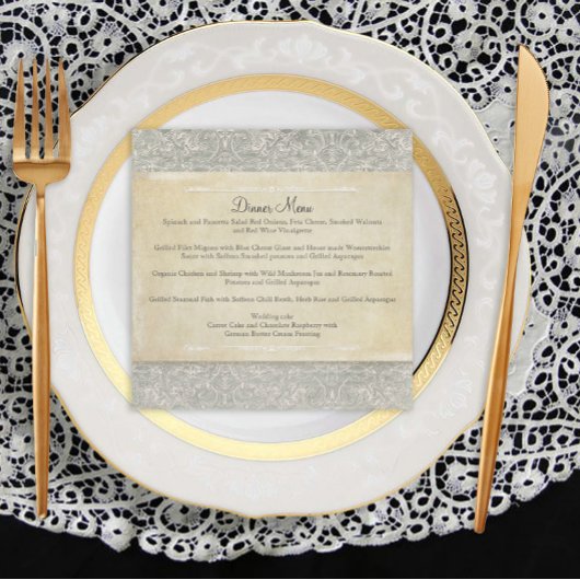 Grijze  Franse Regency Lace Weddings Menu