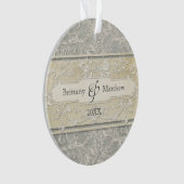 Grijze  Franse Regency Lace Weddings Ornament (voorkant)