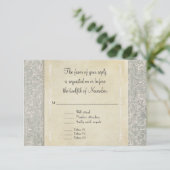 Grijze  Franse Regency Lace Weddings RSVP Kaartje (Staand voorkant)