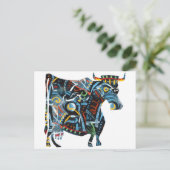 Grijze galerij: beschilderde Koe Briefkaart (Staand voorkant)