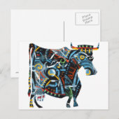 Grijze galerij: beschilderde Koe Briefkaart (Voorkant / Achterkant)