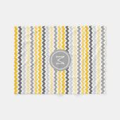 Grijze gele Chevron Pattern Monogram Blanket Fleece Deken (Voorkant (Horizontaal))