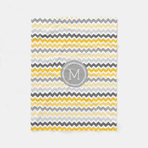 Grijze gele Chevron Pattern Monogram Blanket Fleece Deken