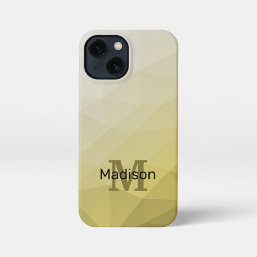 Grijze Gele Mesh Pattern Monogram iPhone Hoesje (Achterkant)