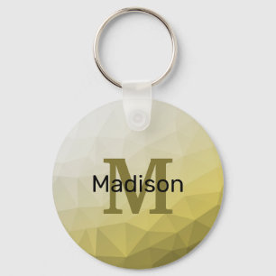 Grijze Gele Mesh Pattern Monogram Sleutelhanger