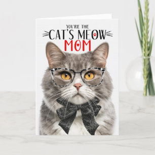 Grijze gemarmerde kat voor huisdier mama op Moeder Feestdagen Kaart