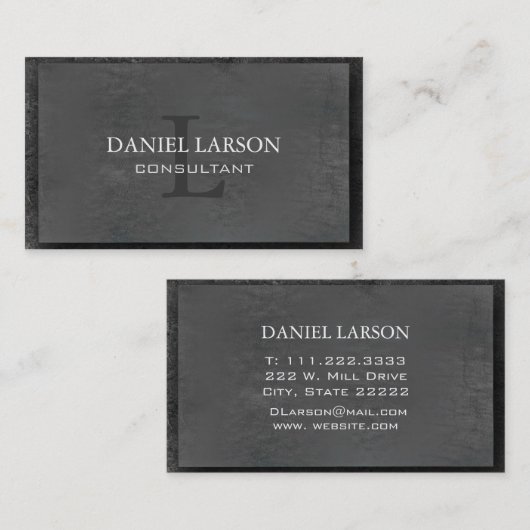 Grijze gemonogrammeerd rauw Visitekaartje (Voorkant / Achterkant)