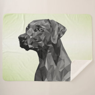Grijze geometrische hond groen sherpa deken
