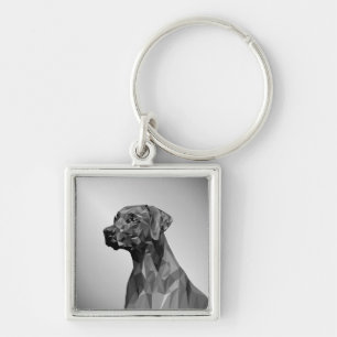 Grijze geometrische hond  sleutelhanger
