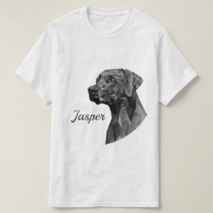 Grijze geometrische hond Voeg naam toe T-shirt