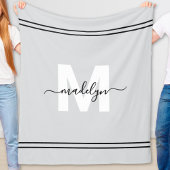 Grijze gepersonaliseerde naam monogram fleece deken