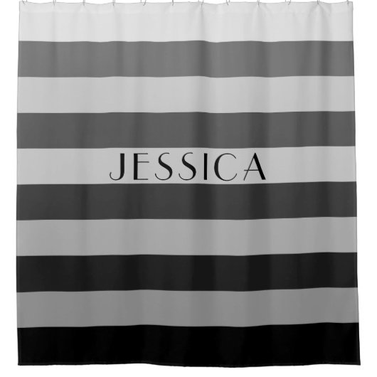 Grijze Gestreepte patroonnaam Douchegordijn (Voorkant)