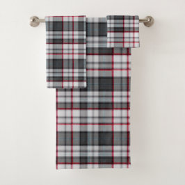 Grijze getextureerde tartan plaid bad handdoek