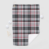 Grijze getextureerde tartan plaid golfhanddoek (Insitu)