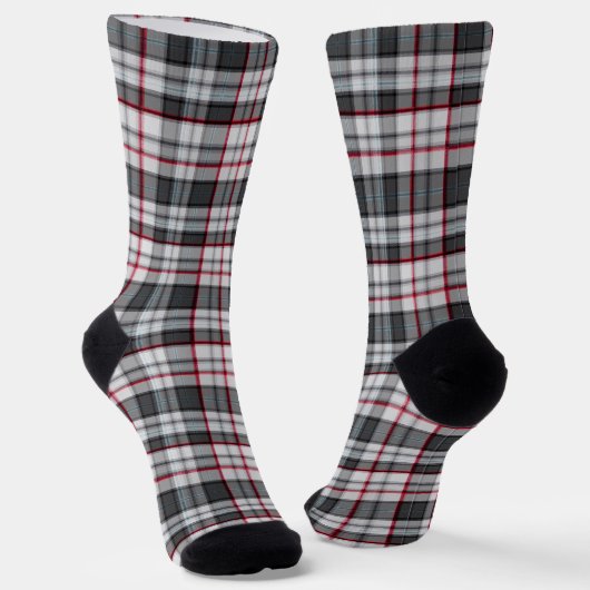 Grijze getextureerde tartan plaid sokken (Gebogen)