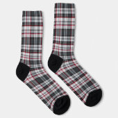 Grijze getextureerde tartan plaid sokken (Rechts)