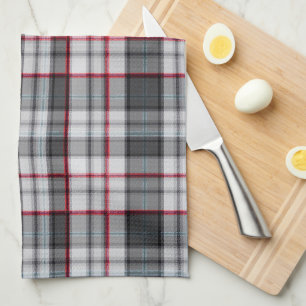 Grijze getextureerde tartan plaid theedoek