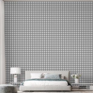 grijze gingham Neutrale grijze rastercontroles Behang