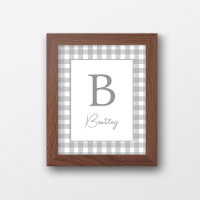 Grijze Gingham Plaid Geboortenaambord