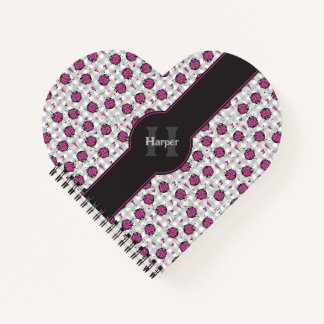 Grijze Gingham Roze Lieveheersbeestje Hart Notitie Notitieboek