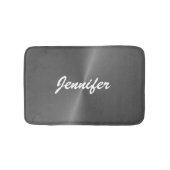 Grijze glanzende faux metal aangepaste naam badmat (Voorkant)