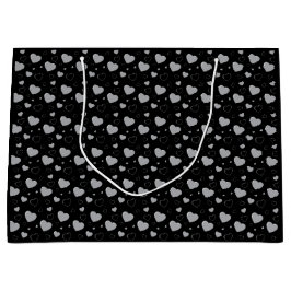 Grijze glanzende harten schattig romantisch patroo groot cadeauzakje