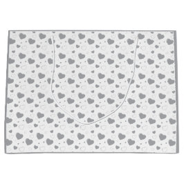 Grijze glanzende harten schattig romantisch patroo groot cadeauzakje