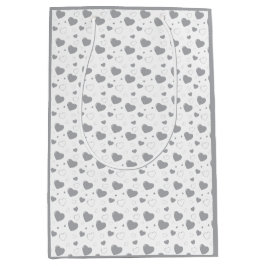 Grijze glanzende harten schattig romantisch patroo medium cadeauzakje
