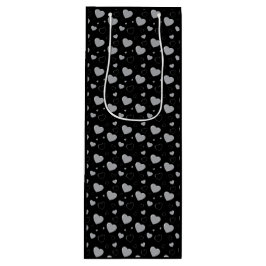 Grijze glanzende harten schattig romantisch patroo wijn cadeautas