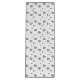 Grijze glanzende harten schattig romantisch patroo wijn cadeautas