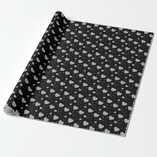 Grijze glanzende harten zoete romantische patroon cadeaupapier