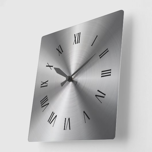 Grijze glanzende metaal-roestvrij staal Romeinse c Vierkante Klok (Hoek)