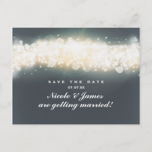 Grijze glinster lichte explosie Save The Date brie Aankondigingskaart