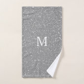 Grijze Glitter Monogram Initiaal Aangepaste naam S Bad Handdoek (Handdoek)
