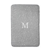 Grijze Glitter Monogram Initiaal Aangepaste naam S Badmat (Voorkant Verticaal)